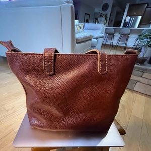 PORTLAND LEATHER Mini CROSSBODY TOTE - NUTMEG with ZIPPER
